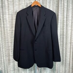 Armani Collezioni Mens Black Wool Two Button Blazer Jacket Made in Italy